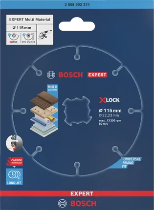 Bosch EXPERT Multi Material 115×22,23 mm X-Lock-Trennscheibe.
