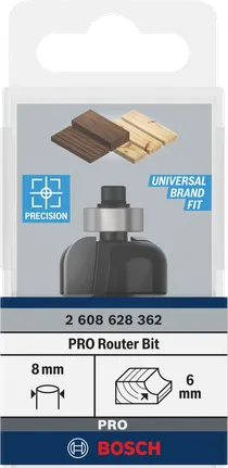 Bosch PRO Fräser Hohlkehle 6 mm 8 mm Schaft.