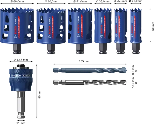 Bosch EXPERT Multi Material Lochsägen-Set, 9-tlg.
