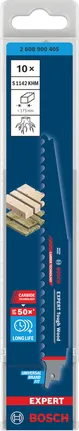 Bosch EXPERT Tough Wood S 1142 KHM Sägeblätter, 10er-Packung für langlebiges Holzschneiden.