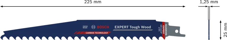 Bosch EXPERT Tough Wood Säbelsägeblatt mit Hartmetallzähnen.