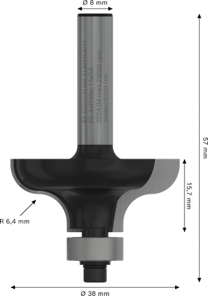 Bosch PRO Fräser, Ogee Fillet, 8 mm Schaft.