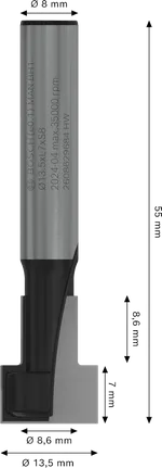 Bosch PRO Router Keyhole Bit 13,5 mm zum Fräsen von Holz.