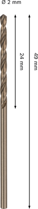 Bosch PRO HSS-Co Spiralbohrer 2 mm für Edelstahl.