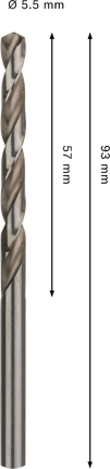 Bosch PRO Metal HSS-G Spiralbohrer 5,5 mm für Metallbohrungen.
