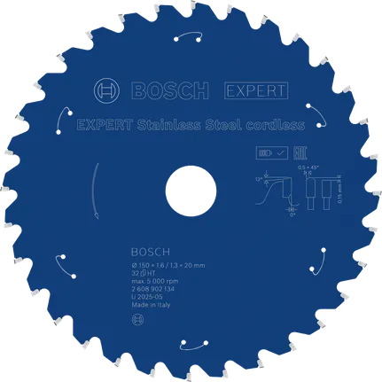 Bosch EXPERT Edelstahl-Akku-Kreissägeblatt, 150 mm, 32 Zähne.