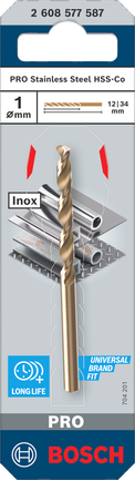 Bosch PRO 1 mm HSS-Co Spiralbohrer.