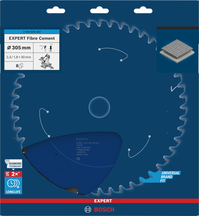 Bosch EXPERT Faserzement-Kreissägeblatt 305 mm für lange Lebensdauer.