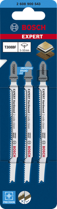 Bosch EXPERT Hartholz 2-seitig saubere T308BF Stichsägeblätter, 3er-Pack.