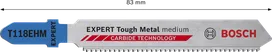 Bosch EXPERT Tough Metal T118EHM Stichsägeblatt 83mm.