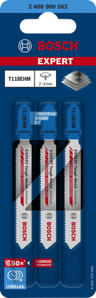 Bosch EXPERT Tough Metal T118EHM Stichsägeblätter, 3er-Pack.
