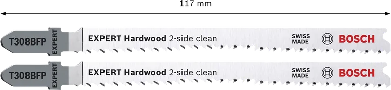 Bosch EXPERT Hartholz-Stichsägeblätter T308BFP, 2-seitig sauber.