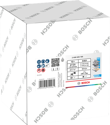 Bosch X451 Fächerscheiben-Set 125 mm G40-120 Box.