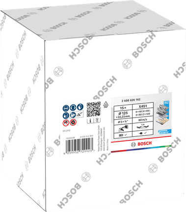 Bosch X451 Fächerscheiben-Set 125 mm, sortierte Körnungen, Box.