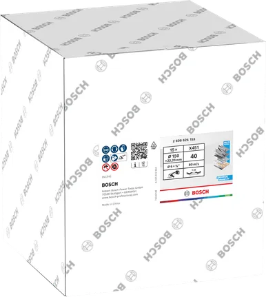 Bosch X451 Fächerscheibe 150 mm G40 Box, 15 Stück.