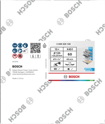 Bosch X451 Fächerscheibe 125 mm G60 zum Metallschleifen.