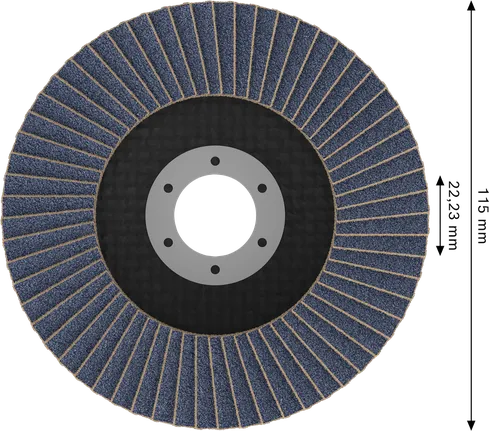 Bosch X451 Fächerscheibe 115 mm G40 für schnelles Metallschleifen.