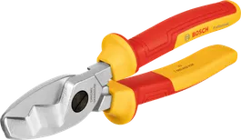 Bosch VDE-Kabelschere mit isolierten rot-gelben Griffen.