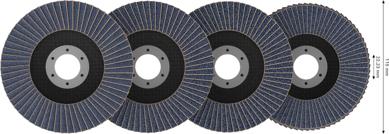 Bosch X451 Fächerscheiben-Set 115 mm, verschiedene Körnungen.