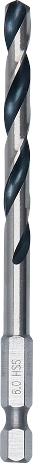 Bosch HSS-Spiralbohrer 6 mm mit HEX 1/4"-Schaft.