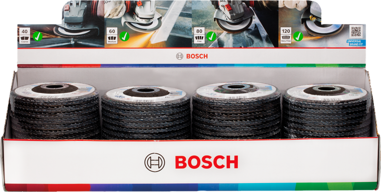 Bosch X451 Fächerscheiben-Set 125 mm, verschiedene Körnungen.