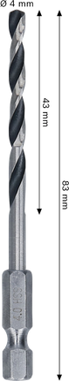 4-mm-HSS-Metallspiralbohrer von Bosch mit Sechskantschaft.