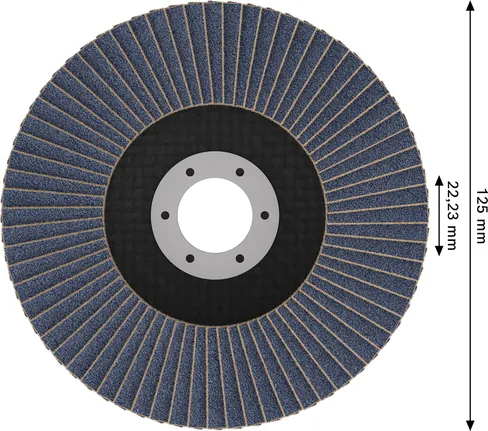 Bosch X451 Fächerscheibe 125 mm G40 zum Metallschleifen.