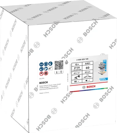 Bosch X451 Fächerscheibe 125 mm G60 T27, 15er-Pack.