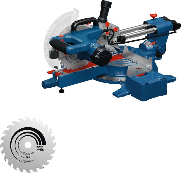 Bosch GCM305-216S Kapp- und Gehrungssäge mit zusätzlichem Sägeblatt.