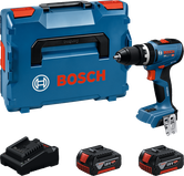 Bosch GSB 18V-65 Akku-Bohrschrauber-Set mit Koffer und Akkus.