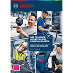Bosch Professional Werkzeuge, Montagebilder, Handwerker in Arbeitskleidung, industrielle Umgebung.