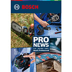 Verschiedene Bosch Professional Werkzeuge auf einem blauen Hintergrund, mit Pro News-Logo.