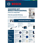 Ein Bosch Professional Werkzeughandbuch zeigt Produkte und Anwendungshinweise.