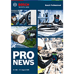Ein Produktkatalog von Bosch Professional zeigt verschiedene Werkzeuge und Anwendungen in einem professionellen Umfeld.