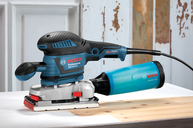 Bosch GSS 230 AVE sliber med mikrofiltersystem.