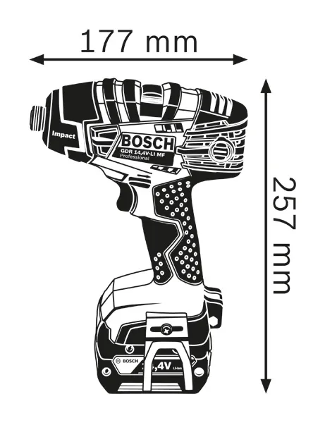 Diagram over batteridrevet slagnøgle.
