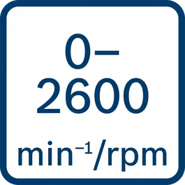 Tomgangsomdrejningstal 0 - 2600 o/min 