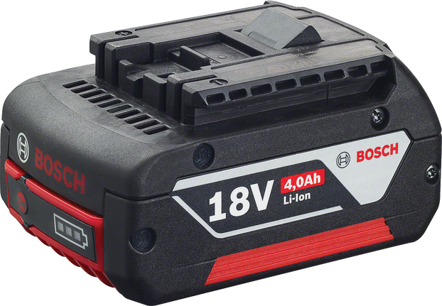 Bosch 18V 4,0Ah Li-ion-batteripakke med indskydningsfunktion.