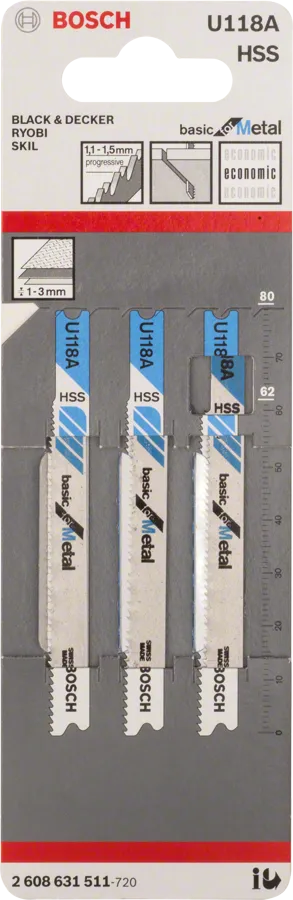 Bosch stiksavklingesæt U 118 A HSS til metalskæring.
