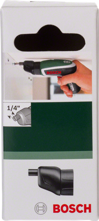 Bosch 1/4″ vinkeladapter emballage.