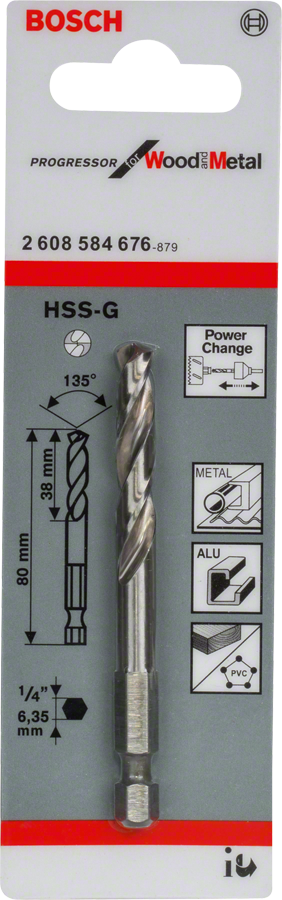 Bosch HSS-G pilotbor til træ og metal.