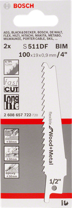 Bosch S 511 DF bajonetsavklinge 4″ træ metal.