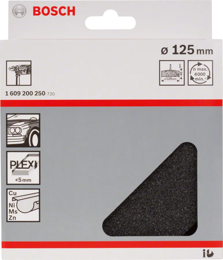 Bosch 125 mm polersvamp til metal og plast.