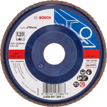 Bosch lamelskive X551 Expert til metal, 115 mm korn 120.