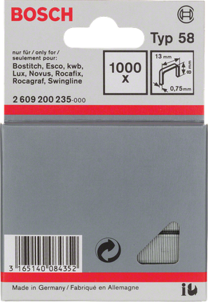 Bosch 13 mm type 58 hæfteklammer 1000×.