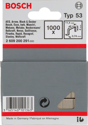 Bosch Typ 53 11,4 mm hæfteklammer 1000×.
