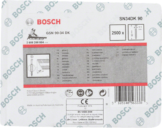 Bosch 3,1mm x 90mm søm 2500×.