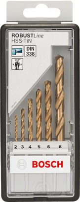 Bosch 6-delt HSS-TiN metalboresæt 2-8 mm.