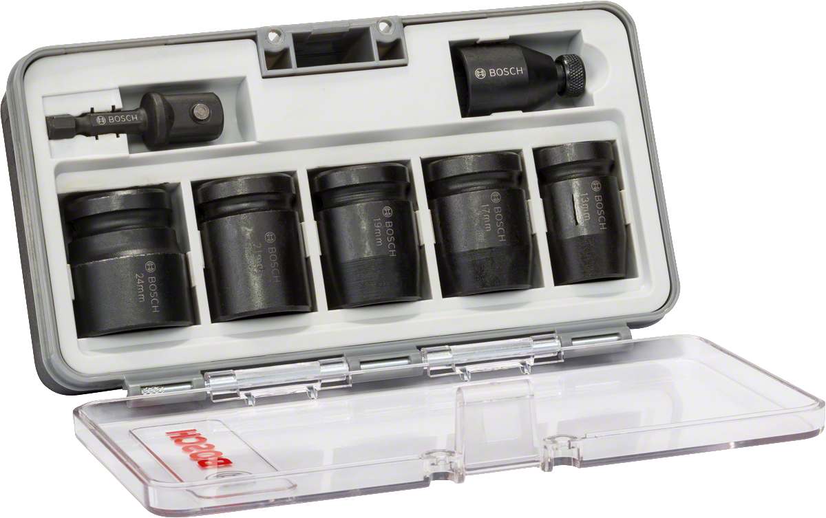 Bosch 7-delt topnøglesæt 13-24 mm i kuffert.