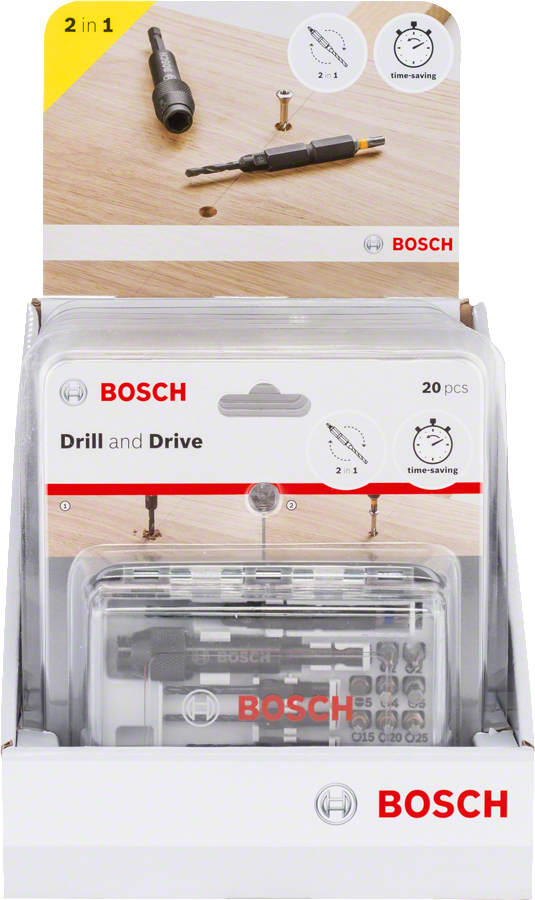 Bosch bore- og skruemaskine 2-i-1 bitsæt, 20 dele.